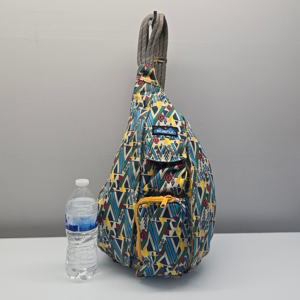 KAVU Rope Sling Crossbody Large Geometric Tribal Canvas Travel Festival Outdoor